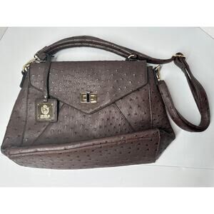 Noble Mount Ostrich finish satchel crossbody bag purse brown